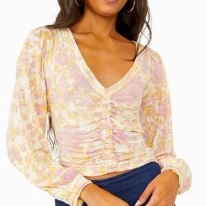 Free People Say The Word Floral Ruched Women's Top